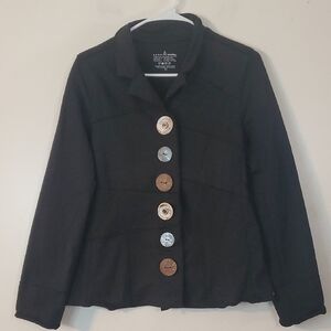 Neon Buddha Black 6 Button Sweater Blazer Size XS Lagenlook Art To Wear Cotton